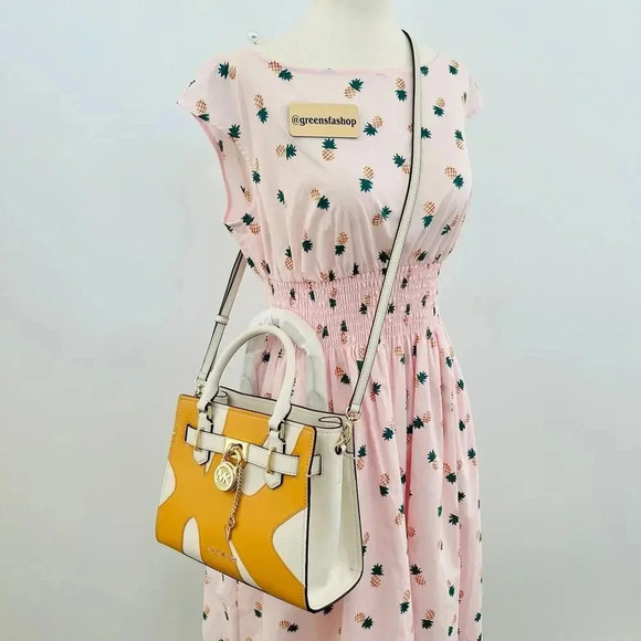 Michael Kors Purse Hamilton Satchel Crossbody Golden Rod Multi - Picture 9 of 9